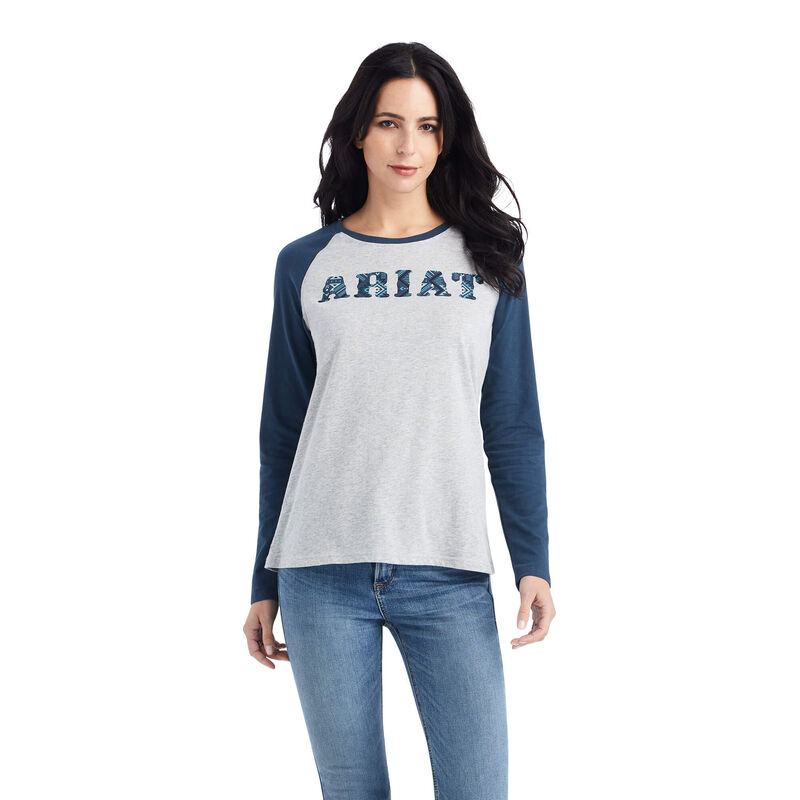 Ariat Hemden Damen - Real Baseball Grau/DunkelBlau ( RTIMO-9514 )